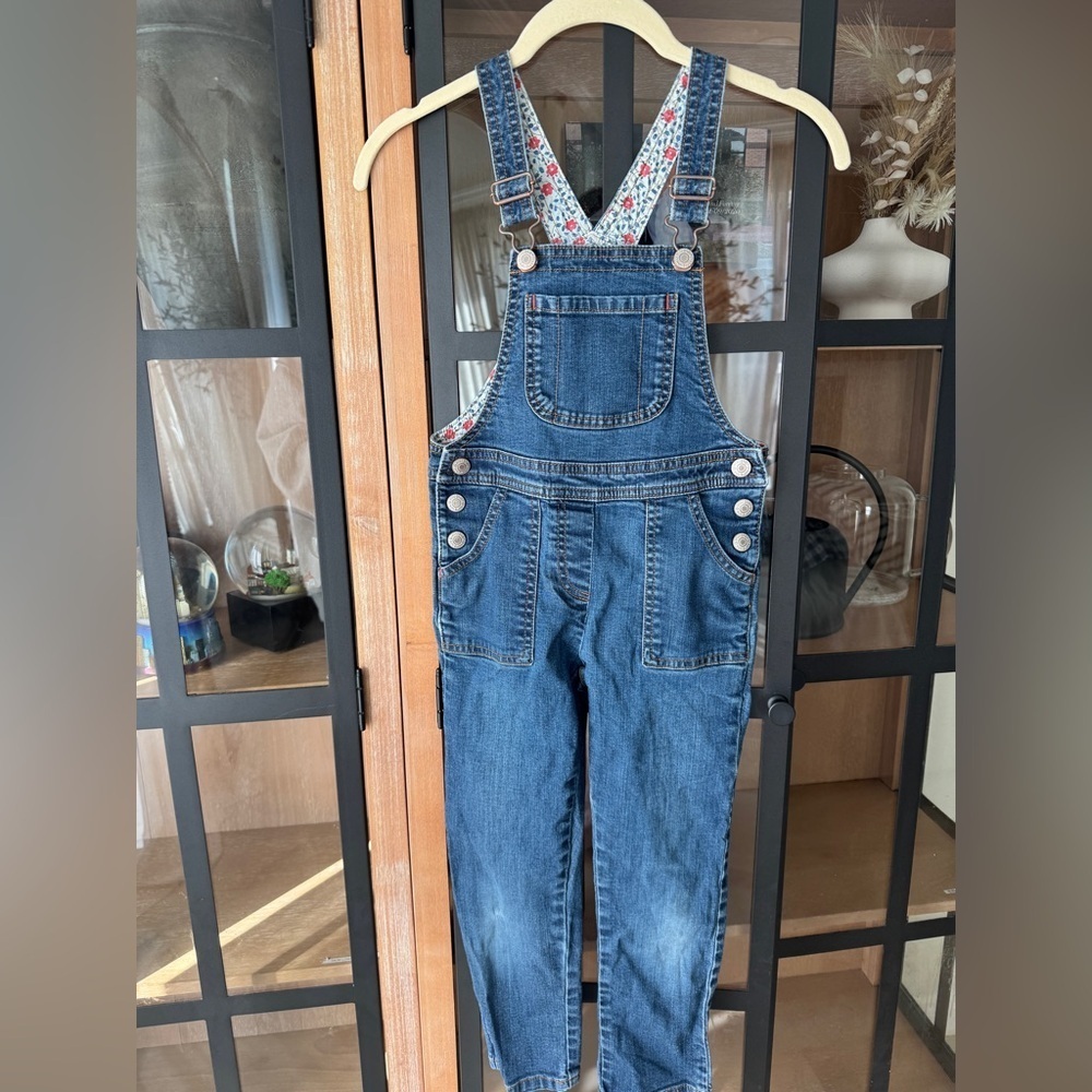 Mini Boden denim overalls dungarees toddler girl light wash straightleg jumpsuit